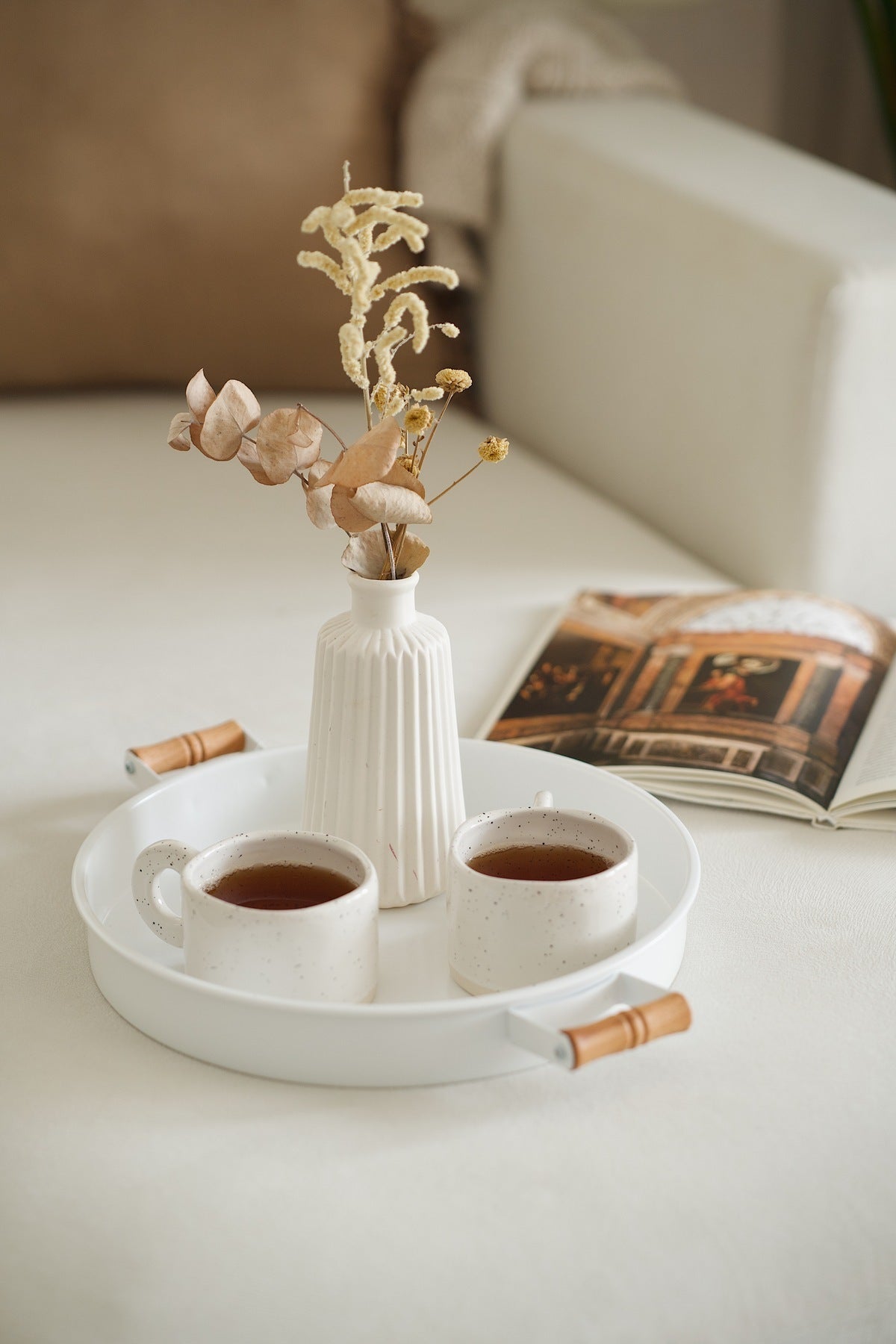 2 Piece Set Wooden Handle Galvanized Metal Trays