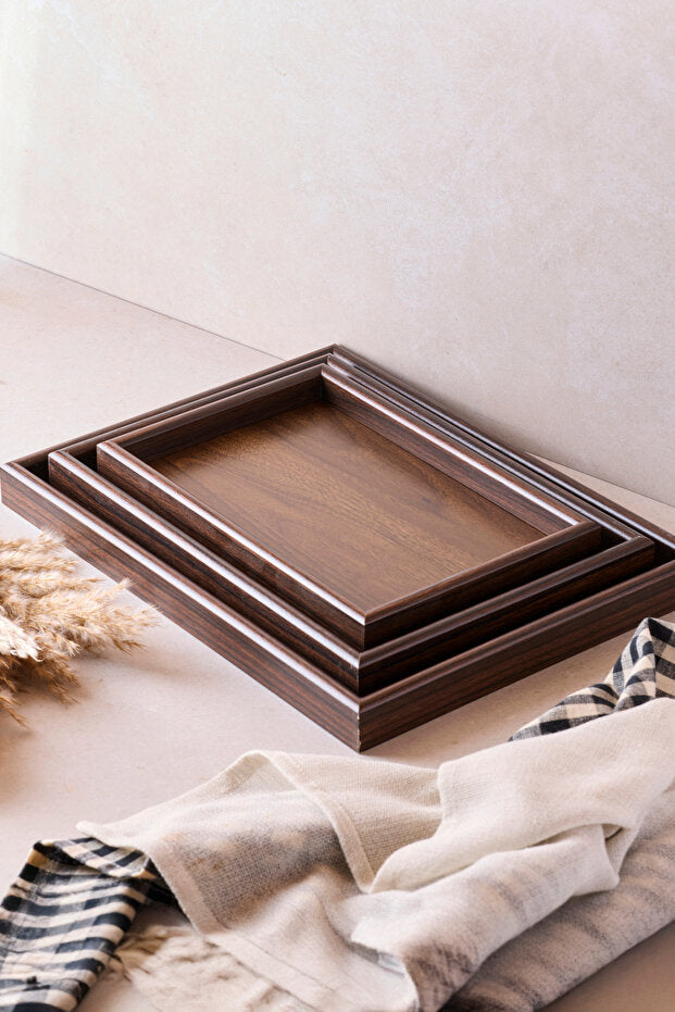 Trio 3 Piece Wooden Tray Set