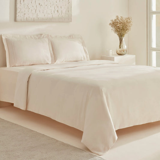 Felves 100% Cotton King Size Duvet Cover Set Beige