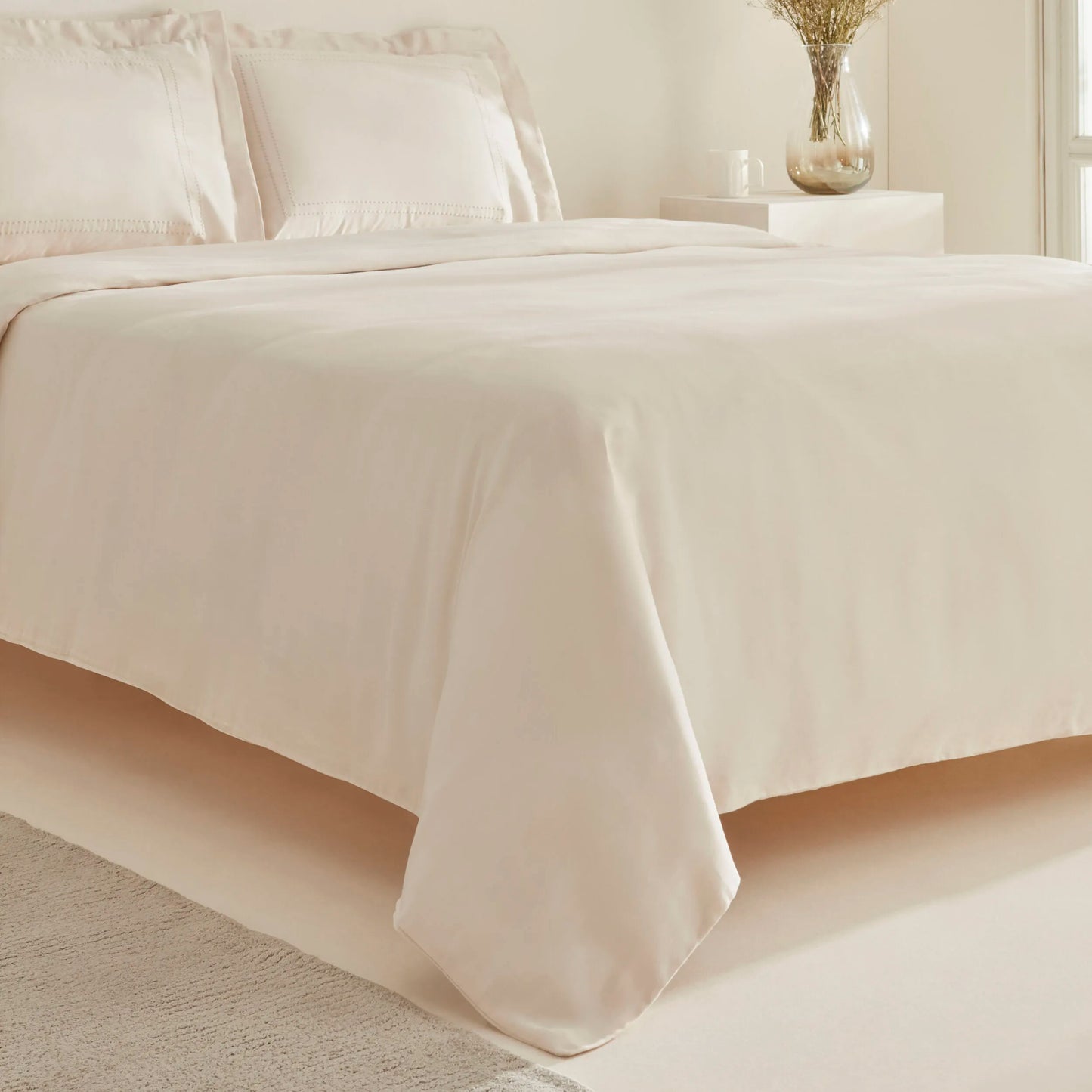 Felves 100% Cotton King Size Duvet Cover Set Beige