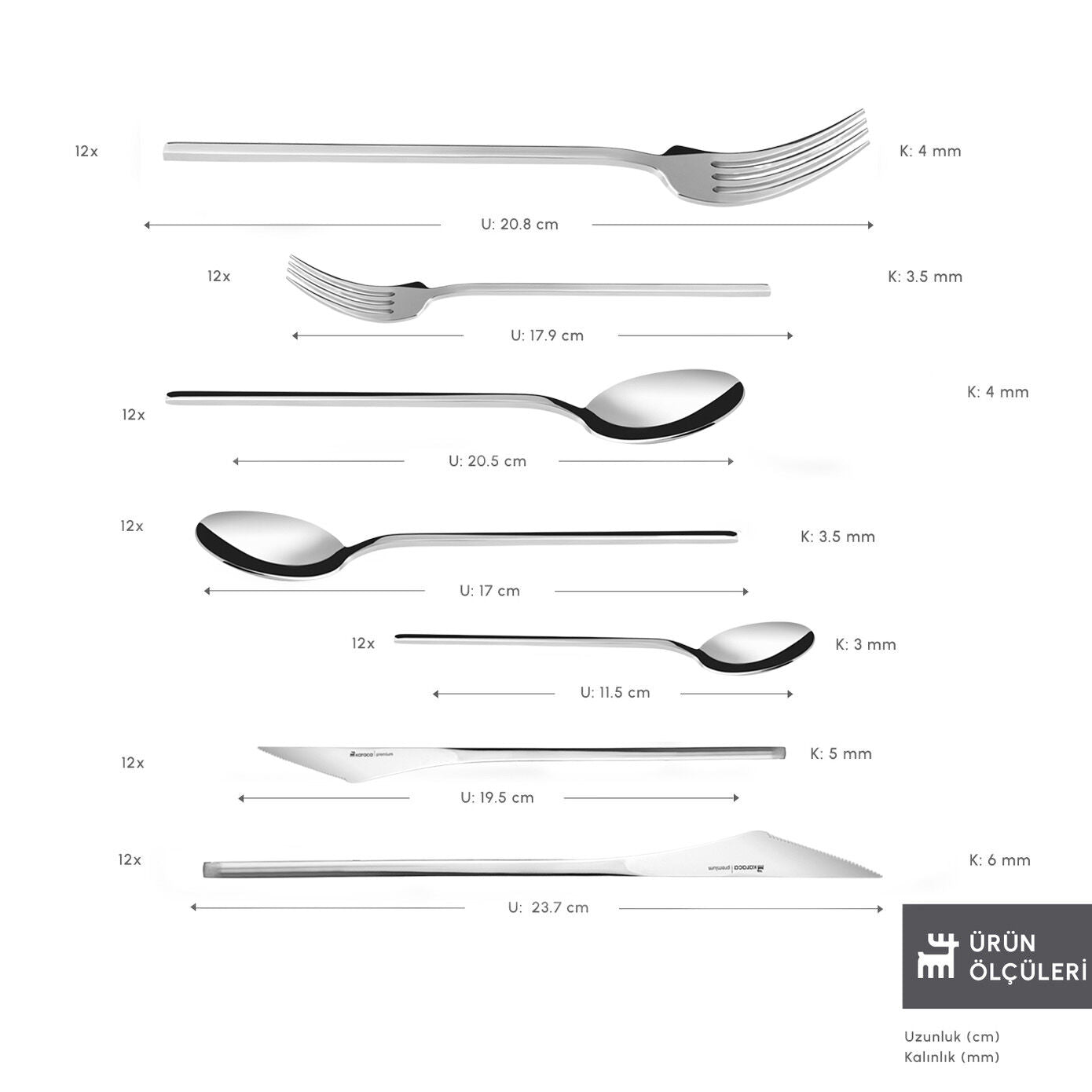 Karaca 316 Premium Look Platinum 84-Piece Cutlery Set for 12 People