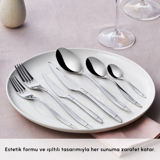 Elegance Holey Platinum 12 Person 84 Piece Cutlery Set