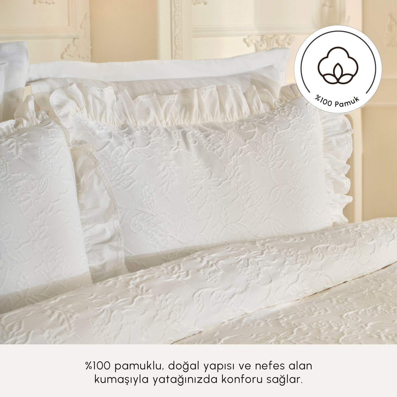 White Collection Tyra 100% Cotton Double Bedspread White