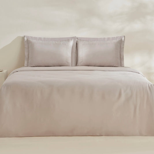 Felves 100% Cotton King Size Duvet Cover Set Light Grey