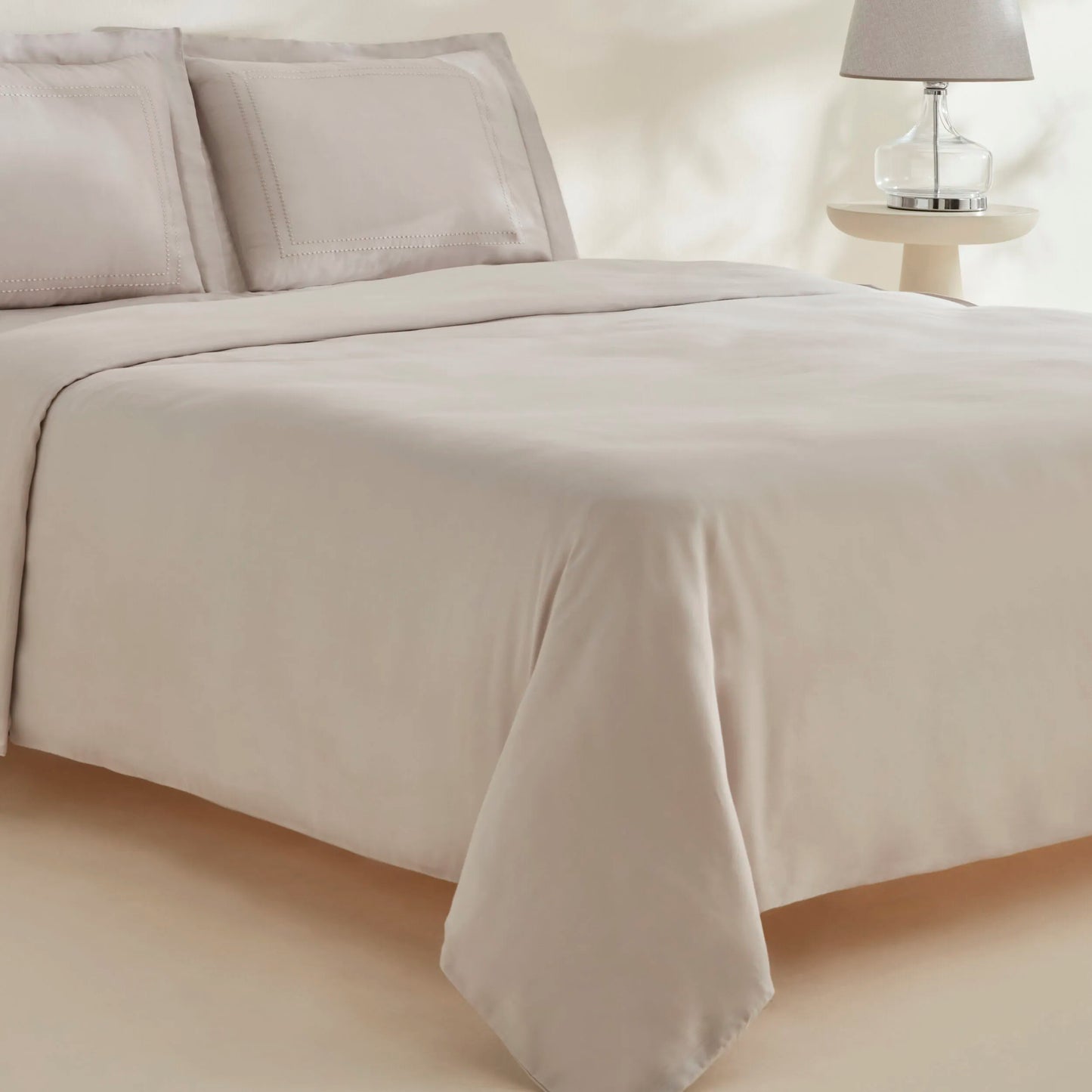 Felves 100% Cotton King Size Duvet Cover Set Light Grey
