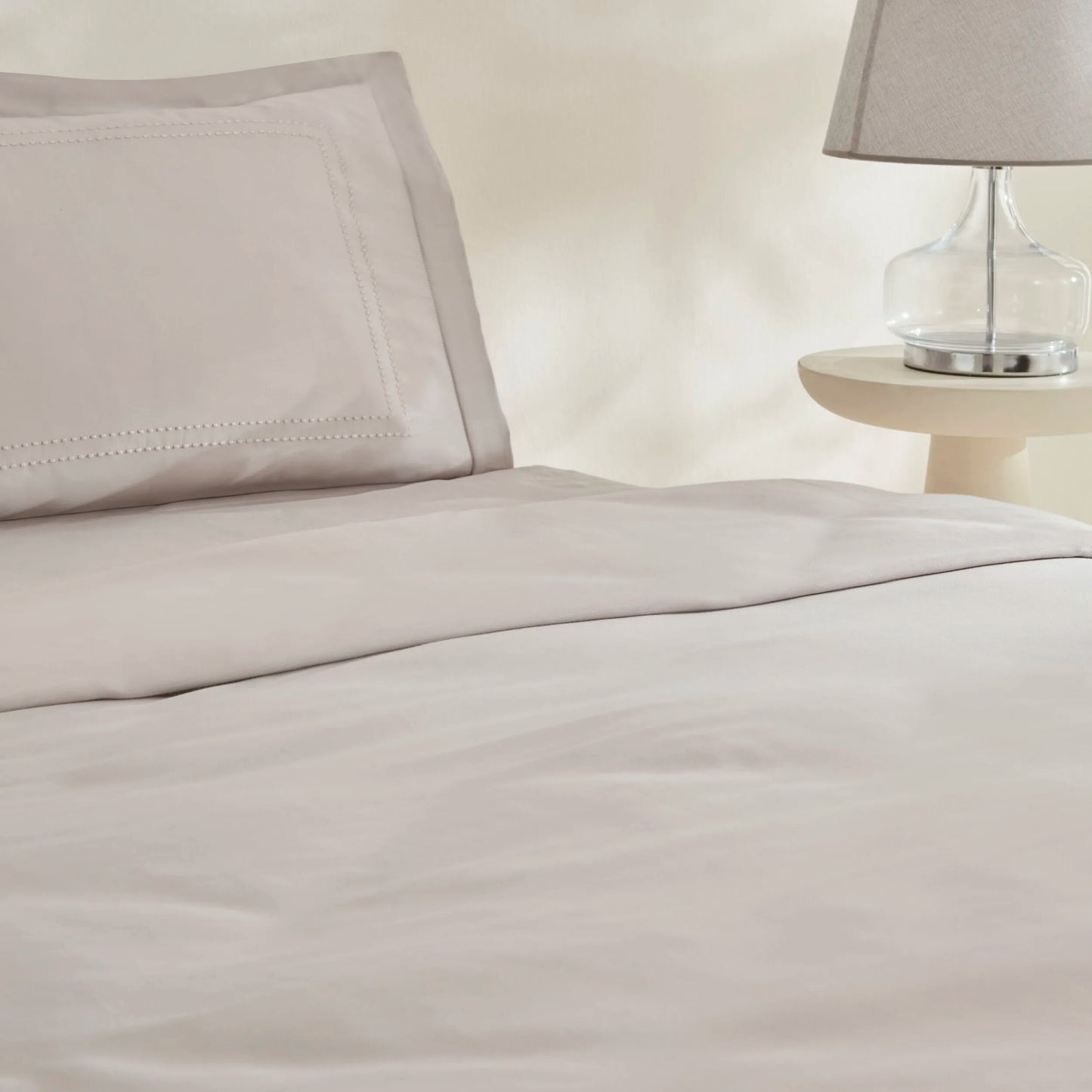 Felves 100% Cotton King Size Duvet Cover Set Light Grey