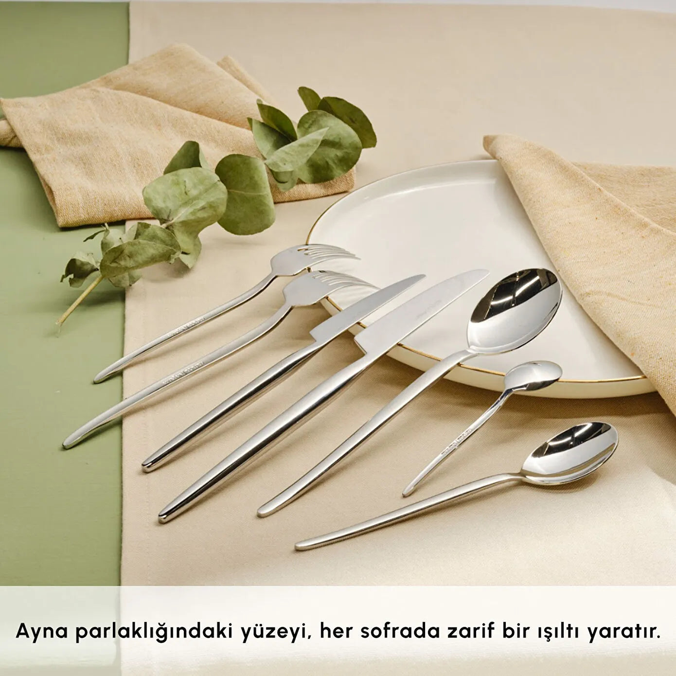 Elegance Whisper Platinum 84-Piece Cutlery Set for 12 People