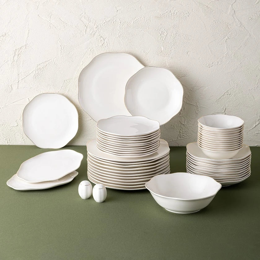 Emsan Lotus 53 Piece Dinner Set for 12 People Gold