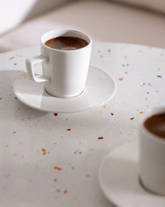 Rain Porcelain Coffee Cup 6 Person Set – White