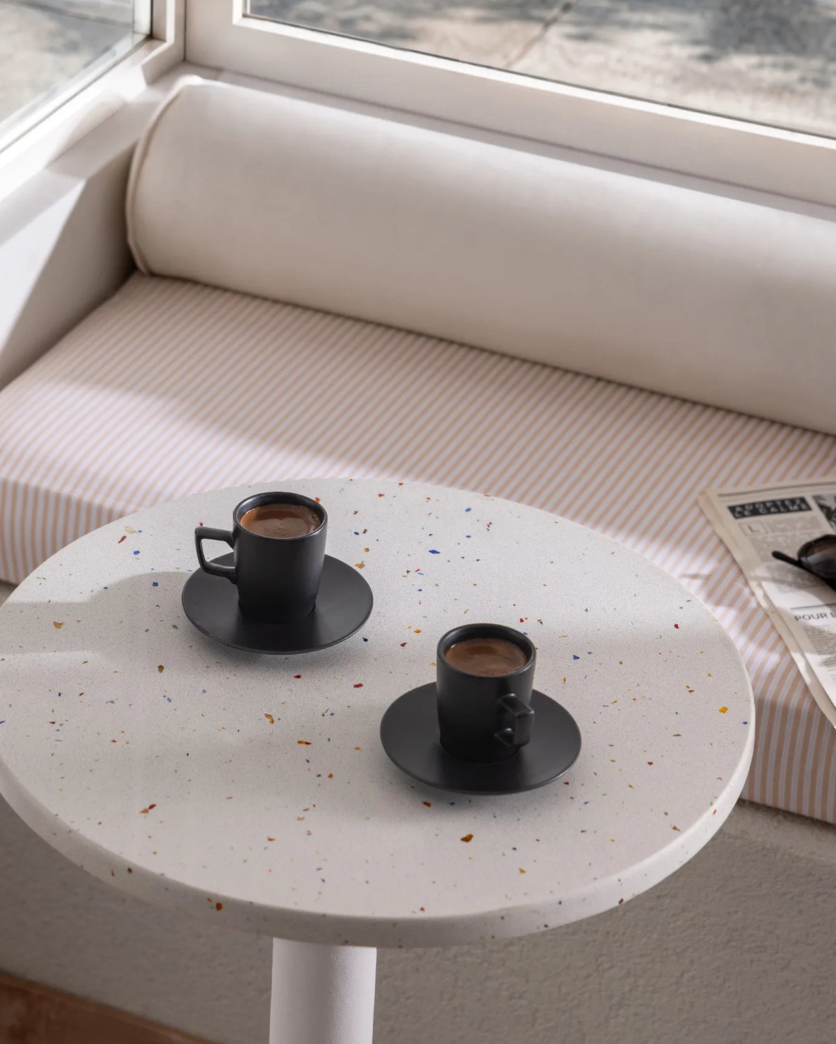 Rain Matte Porcelain Coffee Cup 6 Person Set – Black
