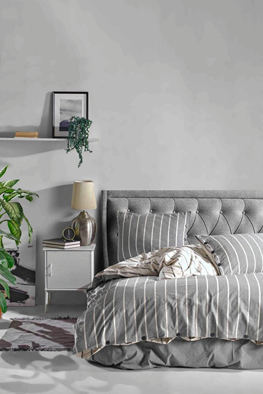 Urban 100% Cotton Washable Vintage Duvet Cover Set - Anthracite