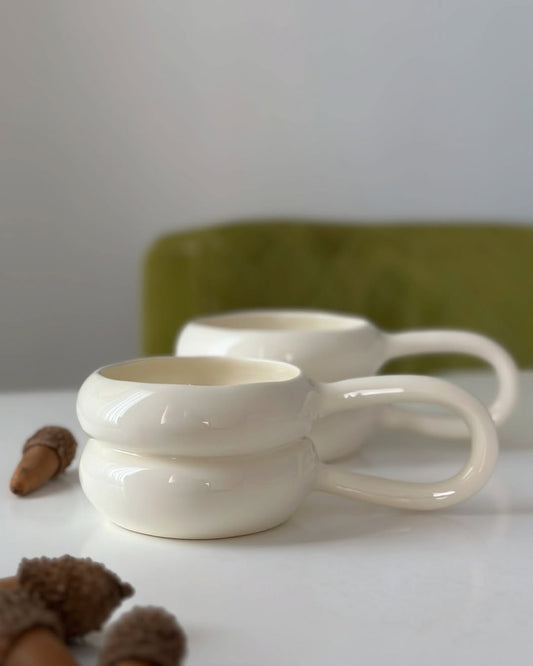 Handmade Ceramic 2 Piece Set Rings Mug / Cup