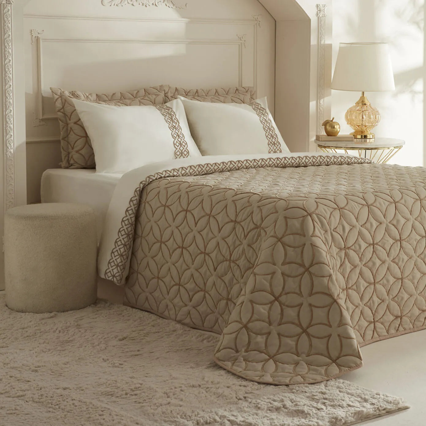 Spica Double 100% Cotton Duet Set Beige