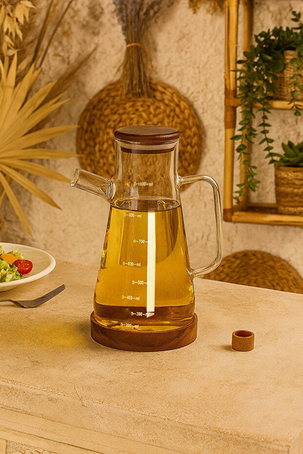Acacia Oil and Vinegar Dispenser with Stand