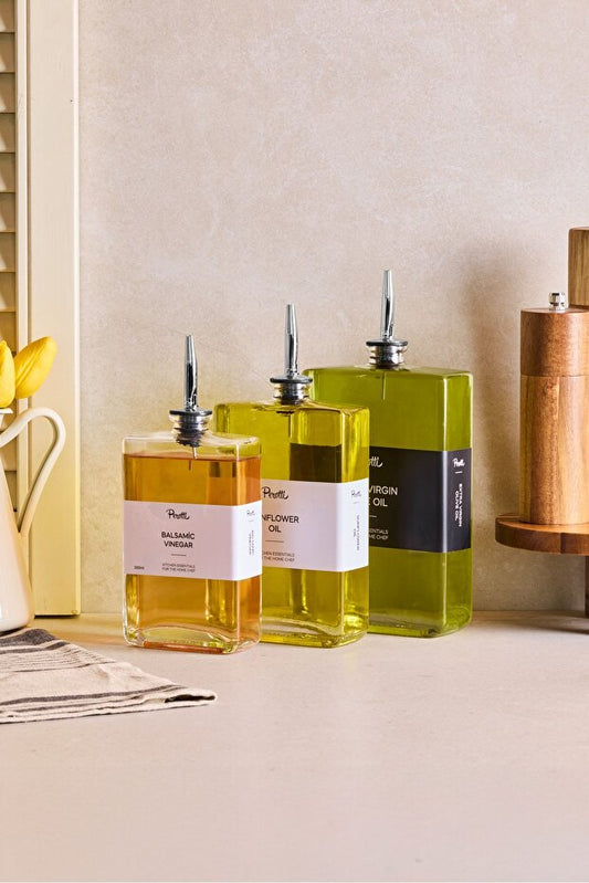 Molivet 3 Piece Glass Oil Dispenser Set - Silver