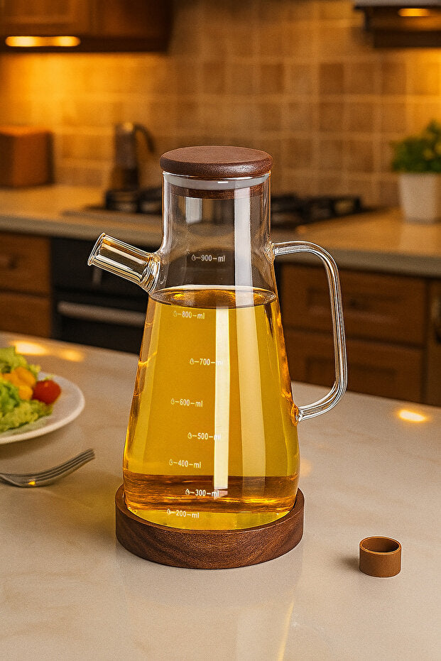 Acacia Oil and Vinegar Dispenser with Stand