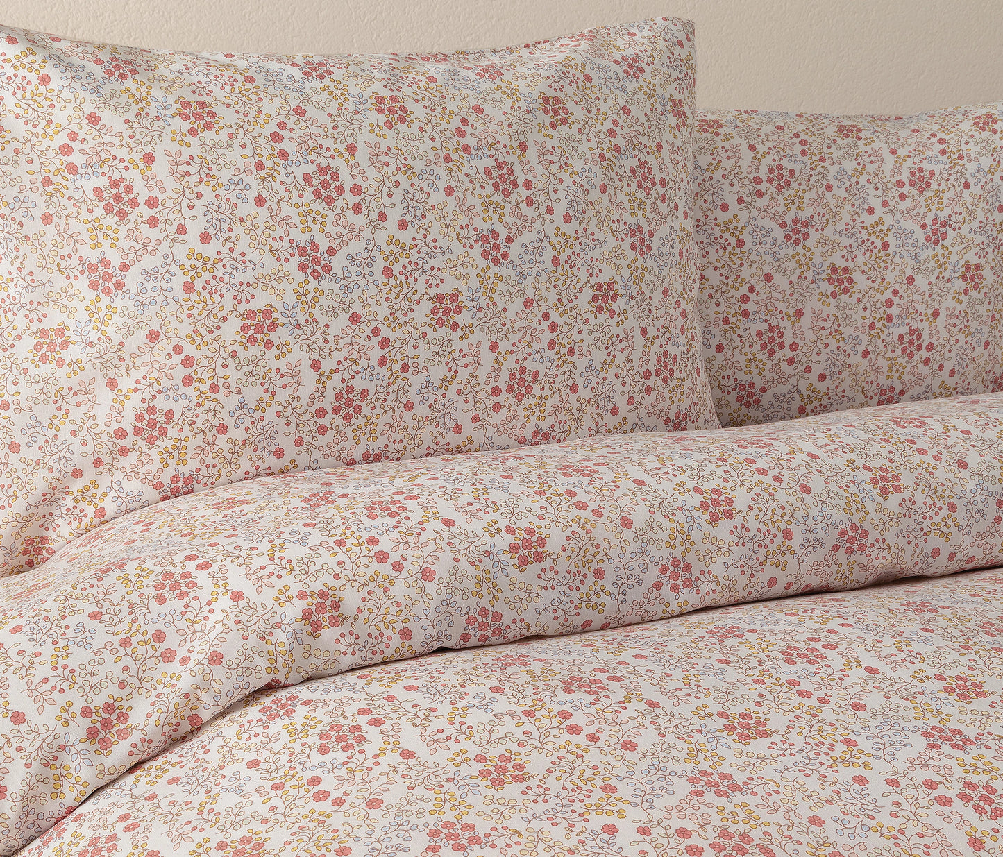 Lacie Floral Cotton Blend Duvet Cover Set - Beige