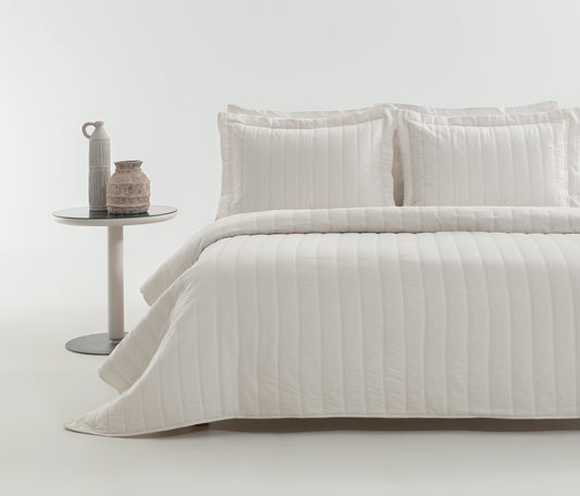 Faint Quilted Bedspread Set - Ecru