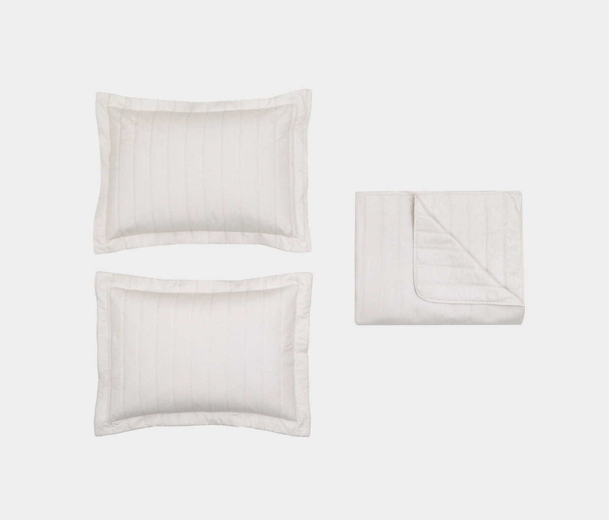 Faint Quilted Bedspread Set - Ecru
