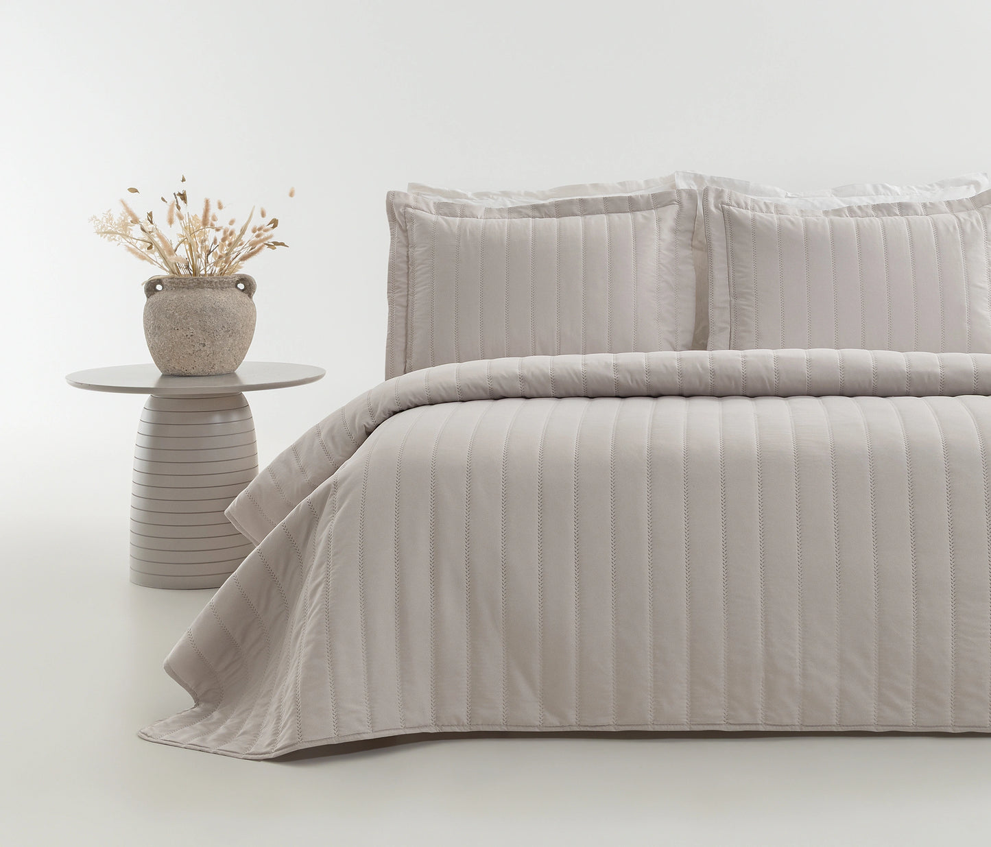 Faint Quilted Bedspread Set - Stone