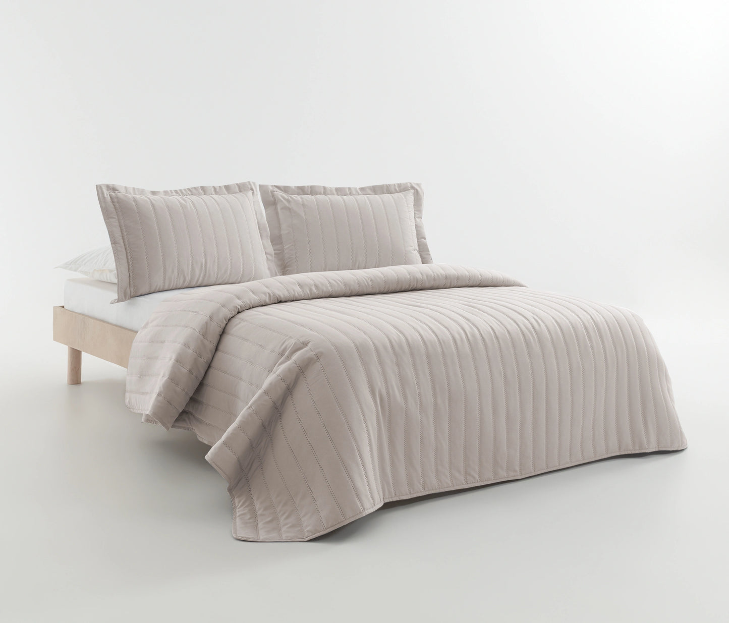 Faint Quilted Bedspread Set - Stone