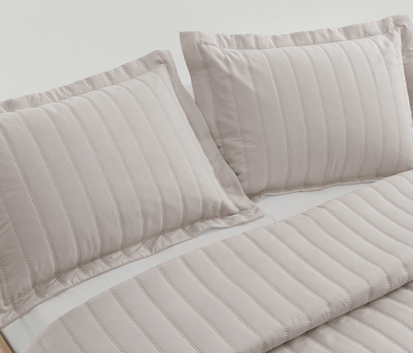 Faint Quilted Bedspread Set - Stone