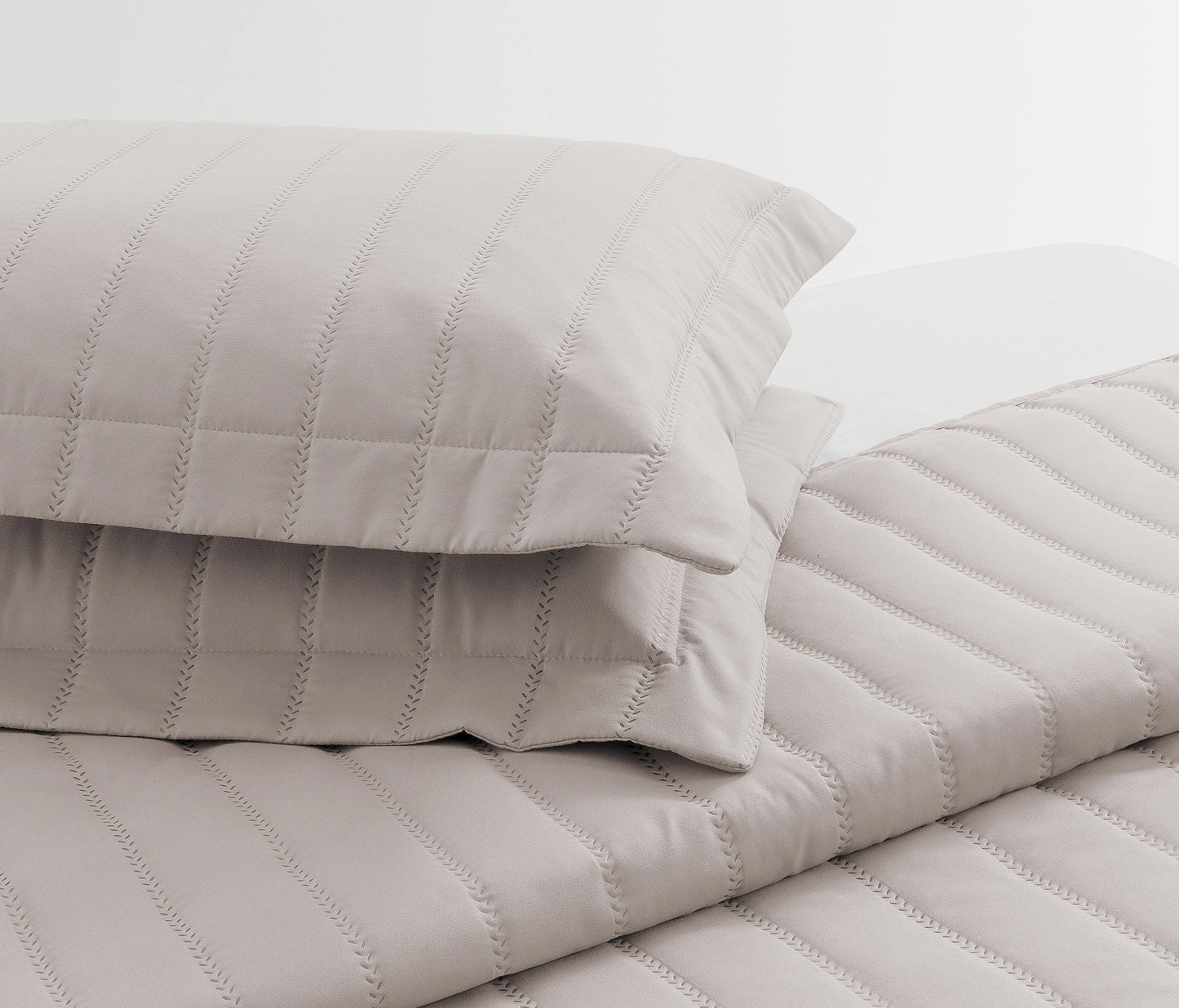 Faint Quilted Bedspread Set - Stone