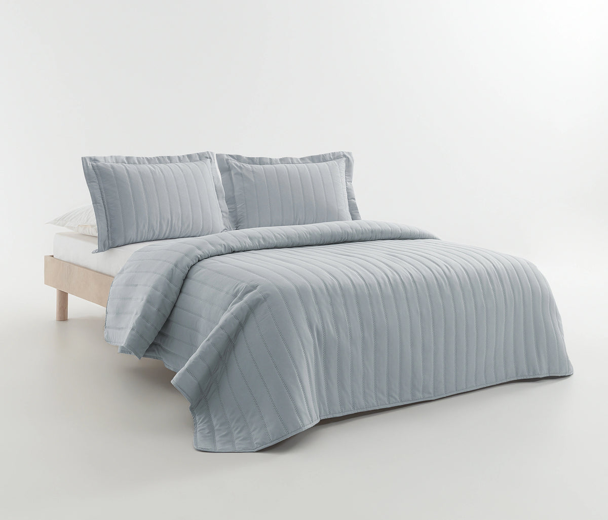Faint Quilted Bedspread Set - Gray