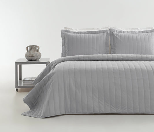 Faint Quilted Bedspread Set - Anthracite