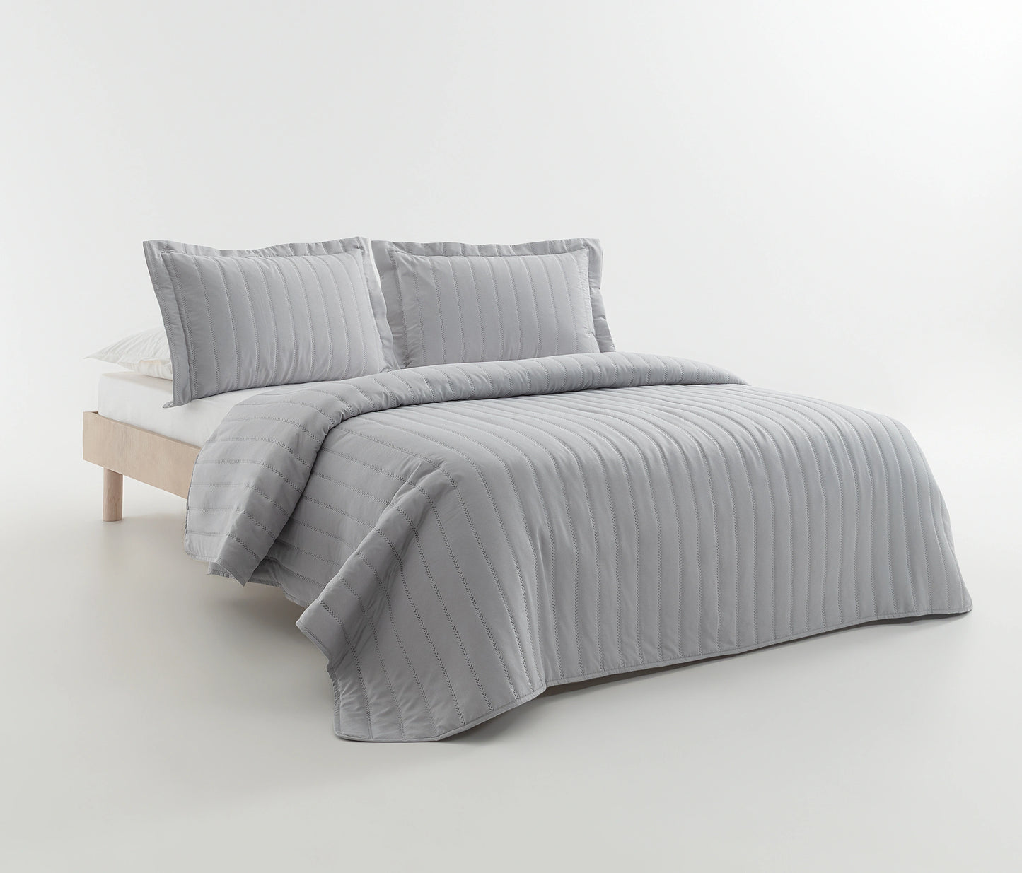 Faint Quilted Bedspread Set - Anthracite