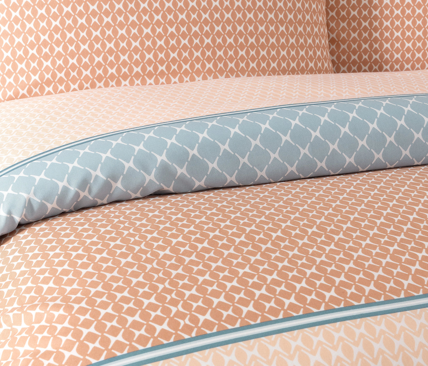 Hilaris Geometric Cotton Blend Duvet Cover Set - Pink