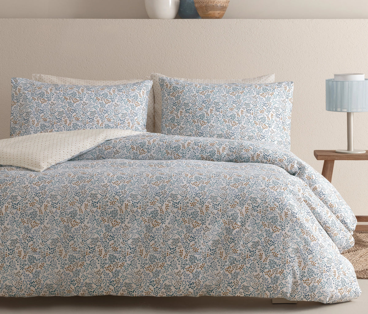 Lacie Floral Cotton Blend Duvet Cover Set - Indigo