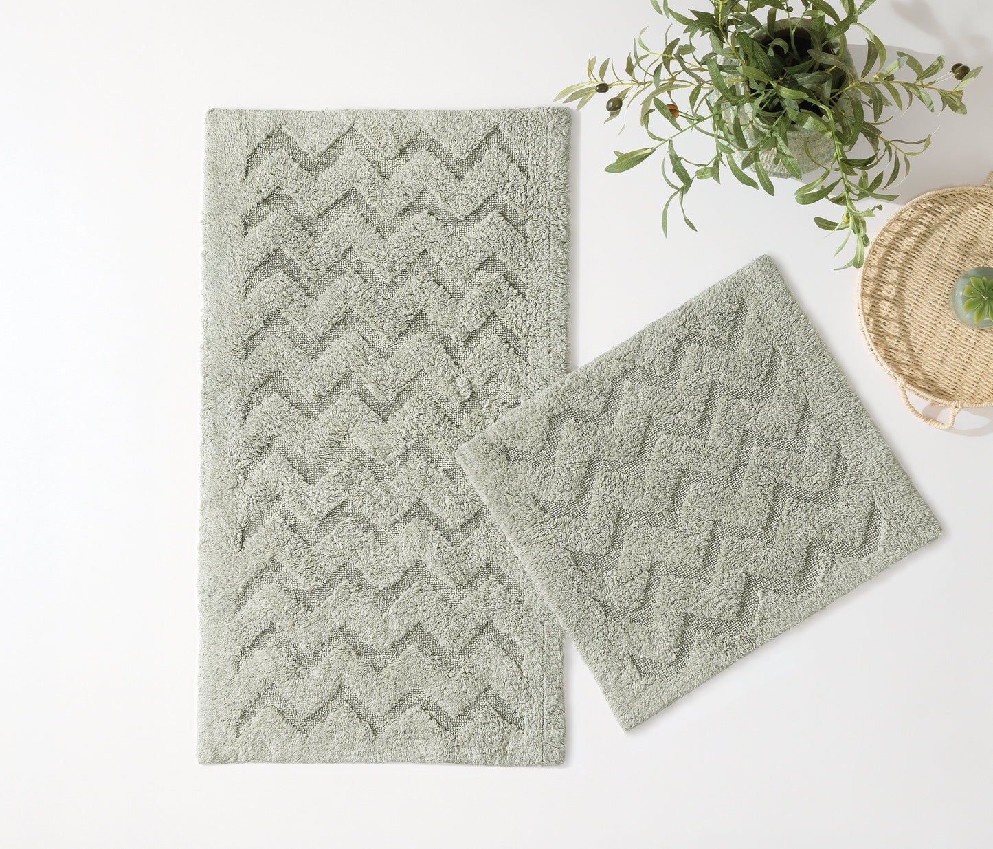 Usit Cotton Bath Mat Set – Nile Green