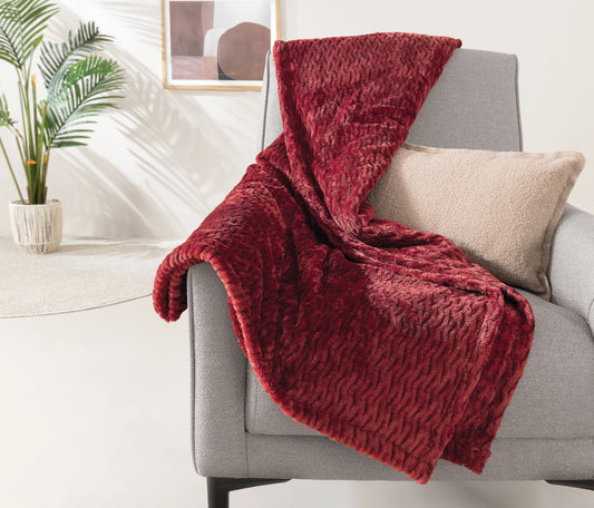 Carsten Wellsoft Throw Blanket – Burgundy