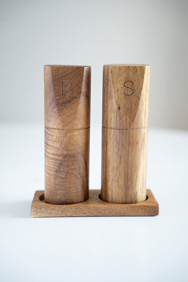 Acacia Stand Salt & Pepper Set