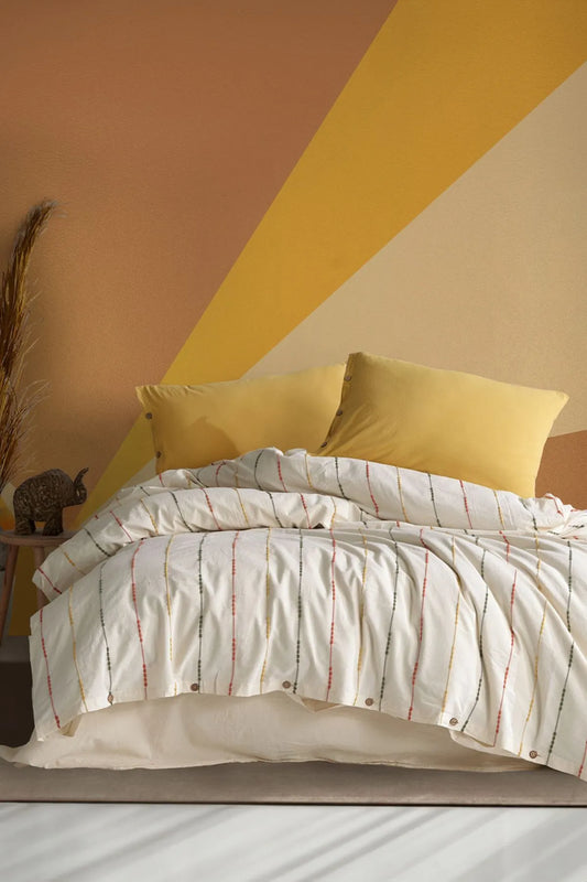 Iris 100% Cotton Washable Vintage Duvet Cover Set