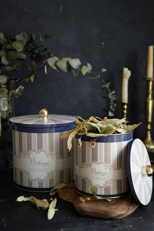 Vintage Elegance Metal Storage Containers 2 Piece Set