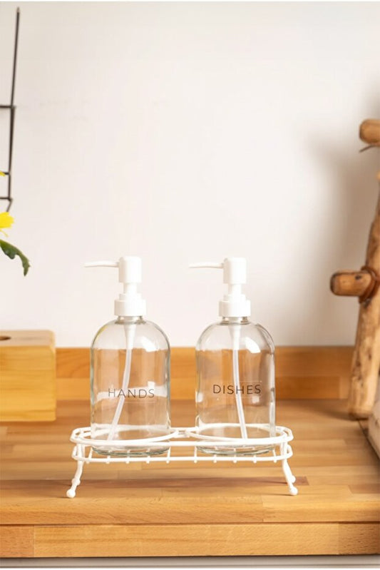 Tokyo Liquid Soap Dispensers with Metal Stand - White