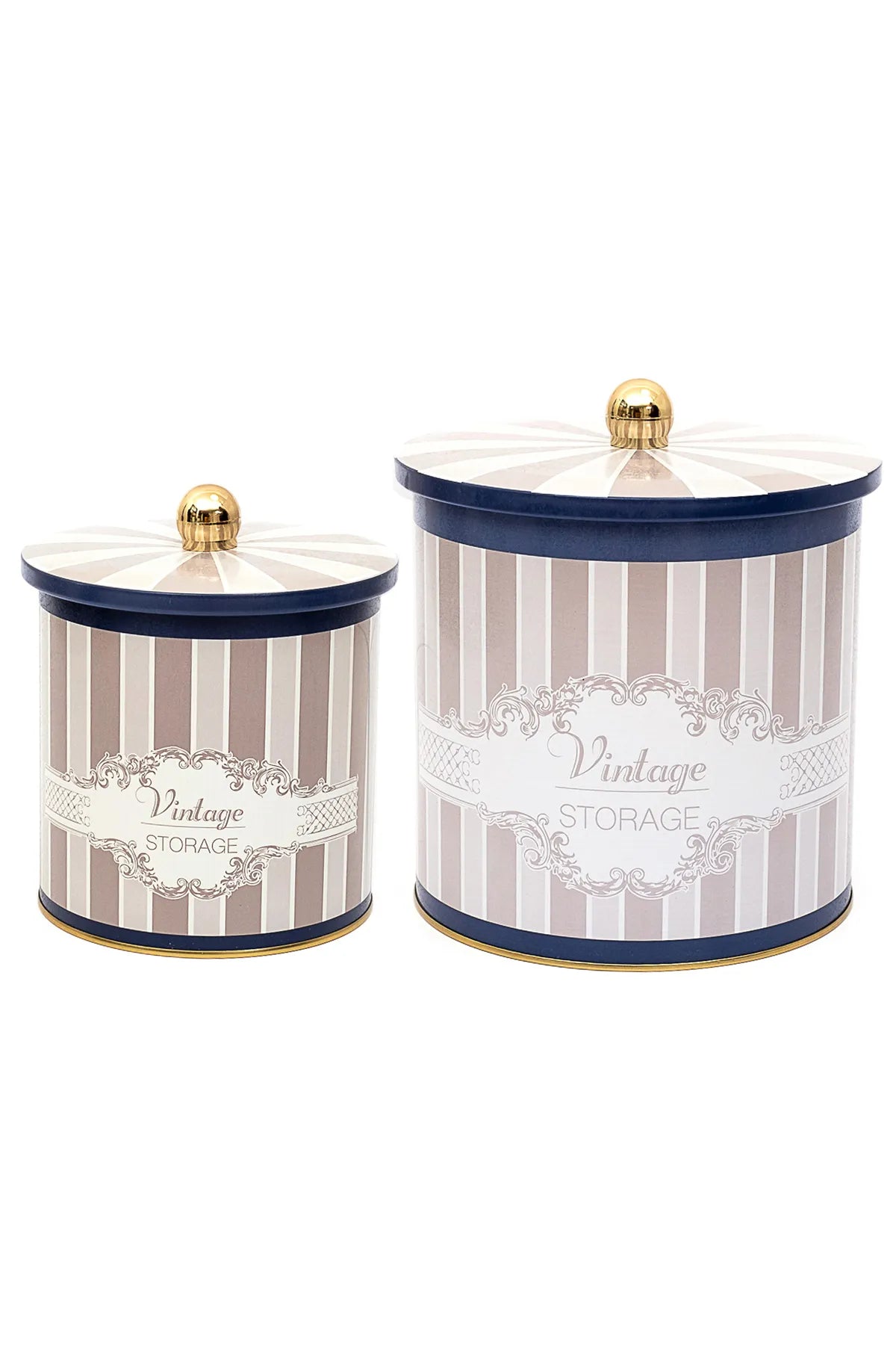 Vintage Elegance Metal Storage Containers 2 Piece Set