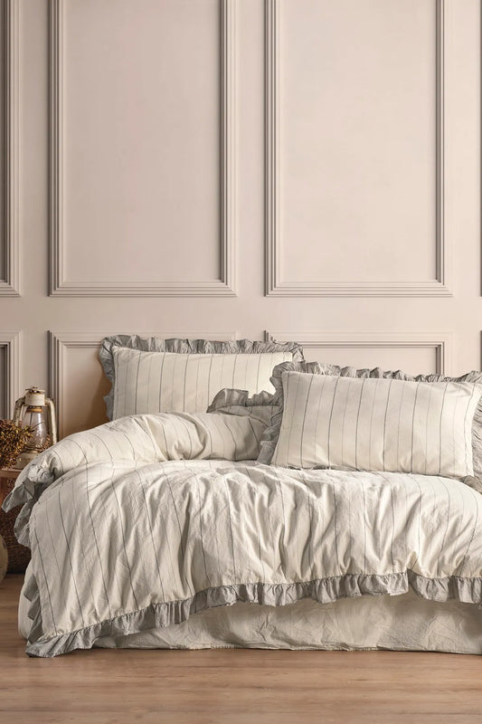 Bragi 100% Cotton Ruffle Washable Duvet Cover Set