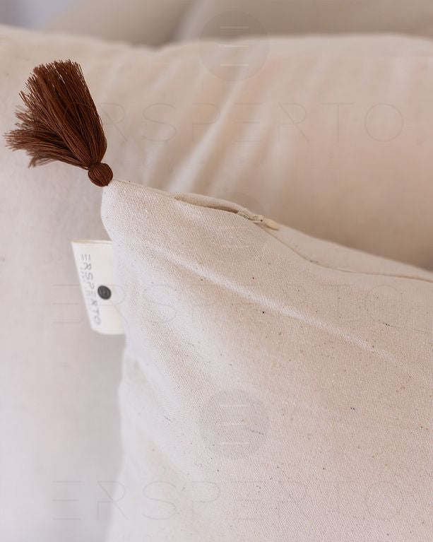 Tasseled Linen Plain Cushion Cover