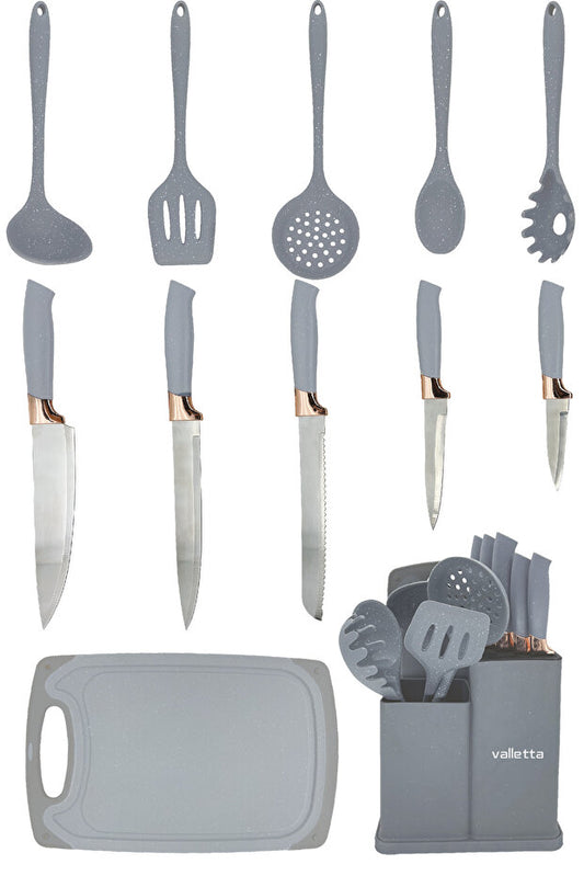 Nairobi 12 Piece Silicone Kitchen Set - Gray