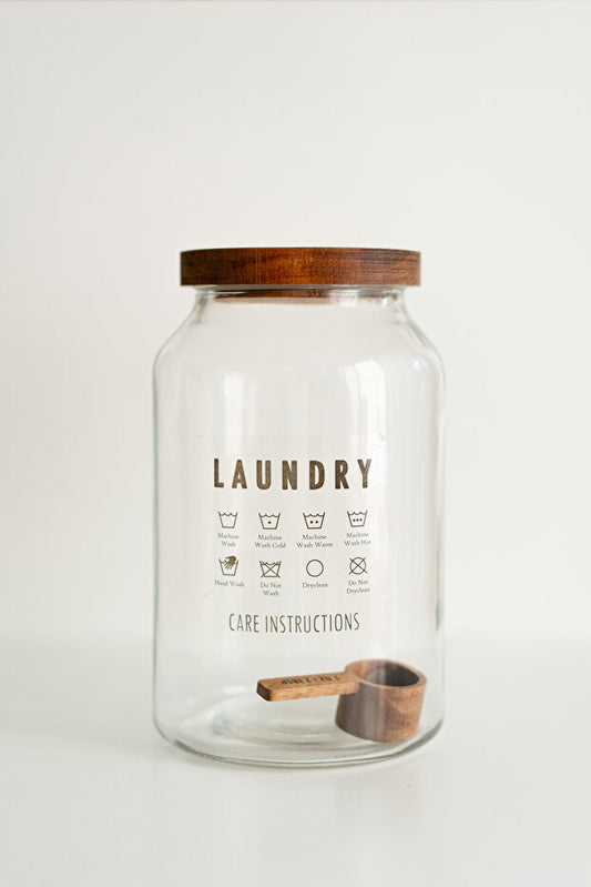 Acacia Glass Storage Jar with Lid & Measuring Spoon 4000 ml