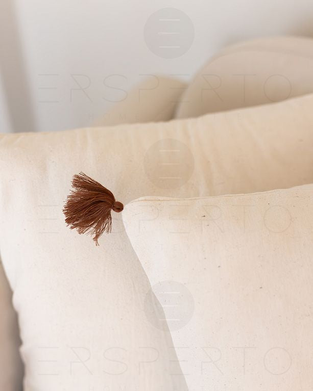 Tasseled Linen Plain Cushion Cover
