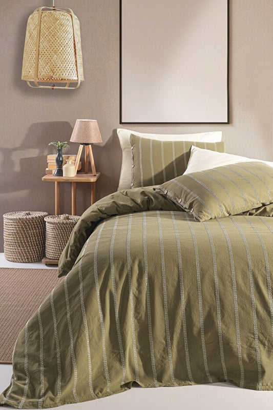 Kronos Mist 100% Cotton Washable Vintage Duvet Cover Set