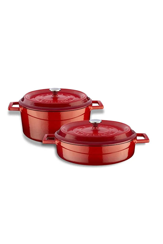 Cast Iron Round Deep and Shallow Piece Cookware Set