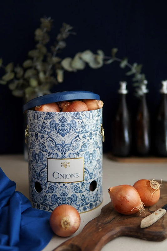 Azul Metal Onions Storage Container