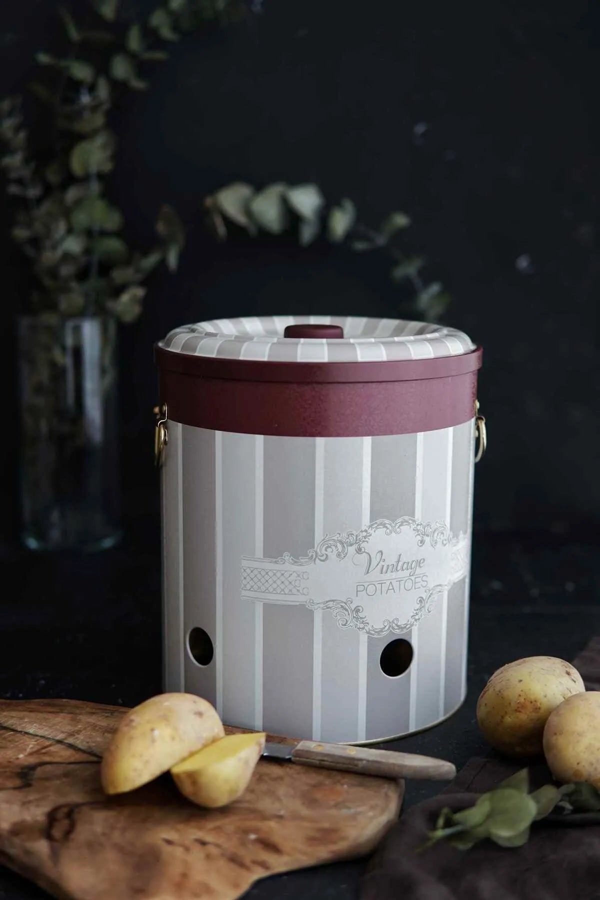 Vintage Elegance Metal Potatoes Storage Container