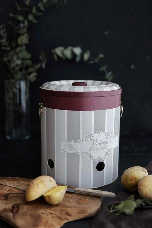 Vintage Elegance Metal Potatoes Storage Container
