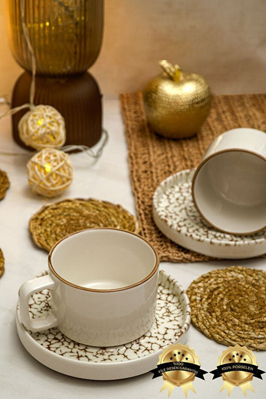 Yakamoz Porcelain Tea/Cappuccino Cup 2 Person Set